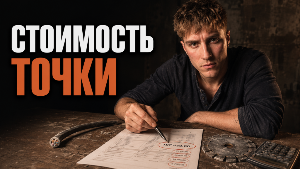 Мастер электромонтажных работ выполняет перенос розетки со штроблением стен для аккуратной и безопасной прокладки кабеля.