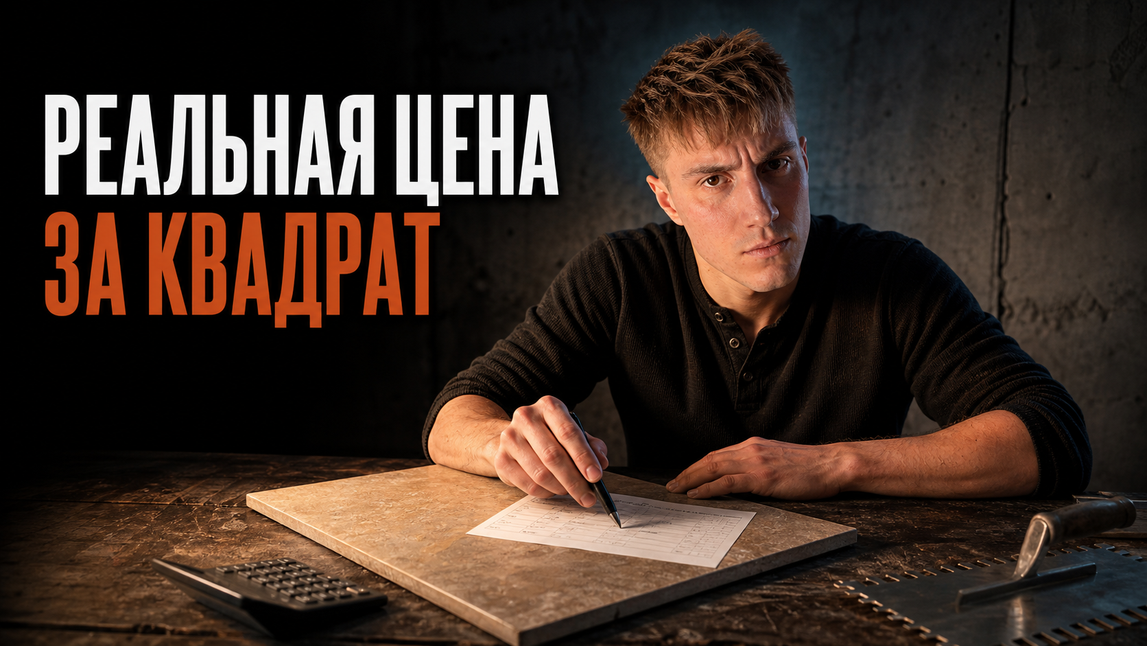 Мастер аккуратно укладывает крупноформатную плитку на пол. От качества работ зависит итоговая стоимость укладки керамогранита.